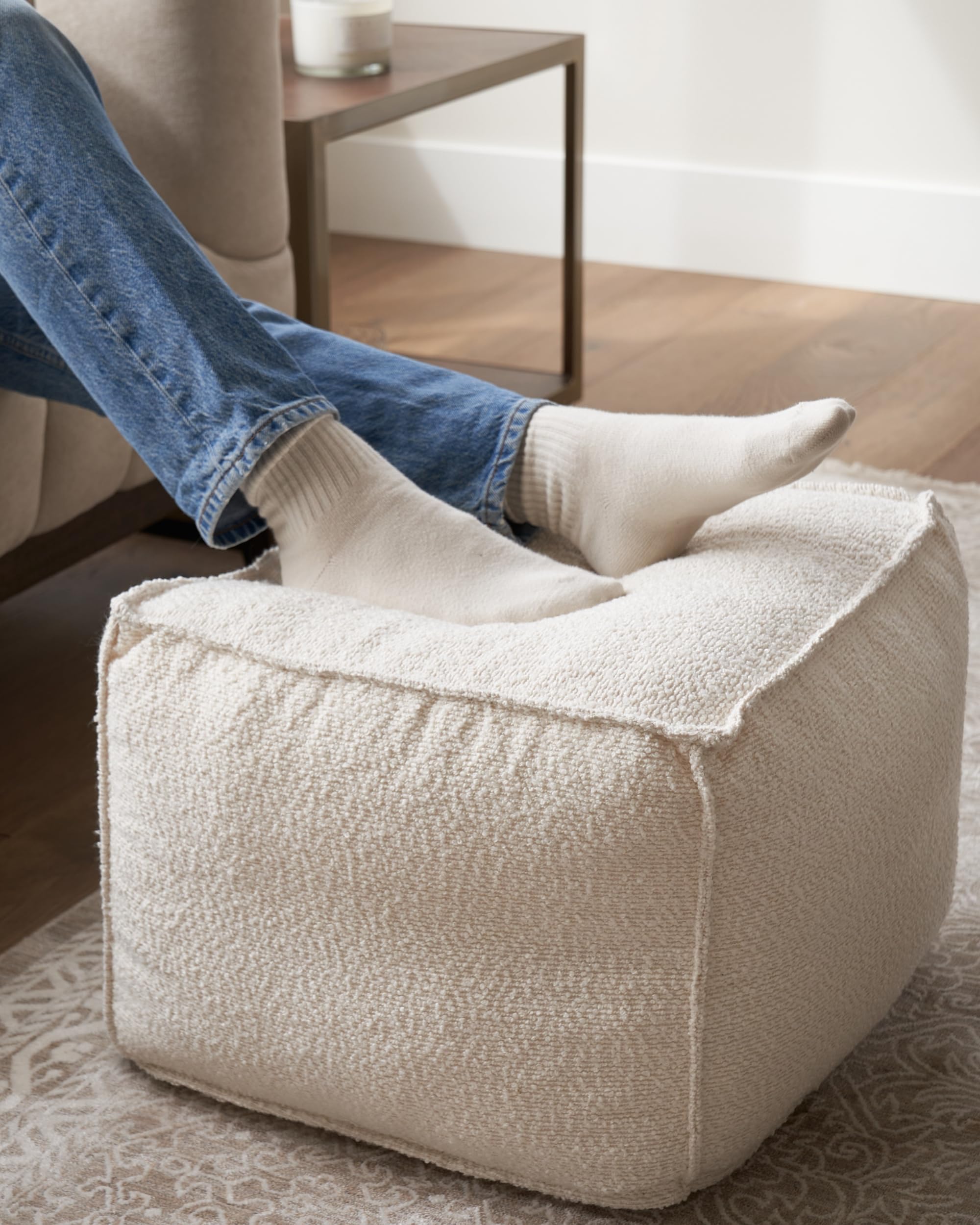 Amazon.com: ZICOTO Beautiful Boucle Pouf Ottoman and Foot Rest